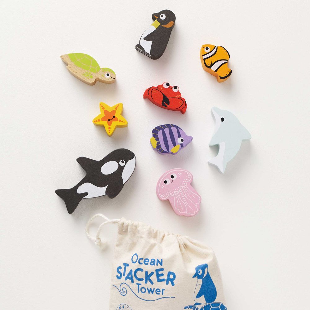 Le Toy Van - Ocean Life Stacking Animals & Bag - Infants