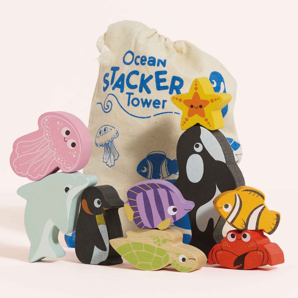 Le Toy Van - Ocean Life Stacking Animals & Bag - Infants