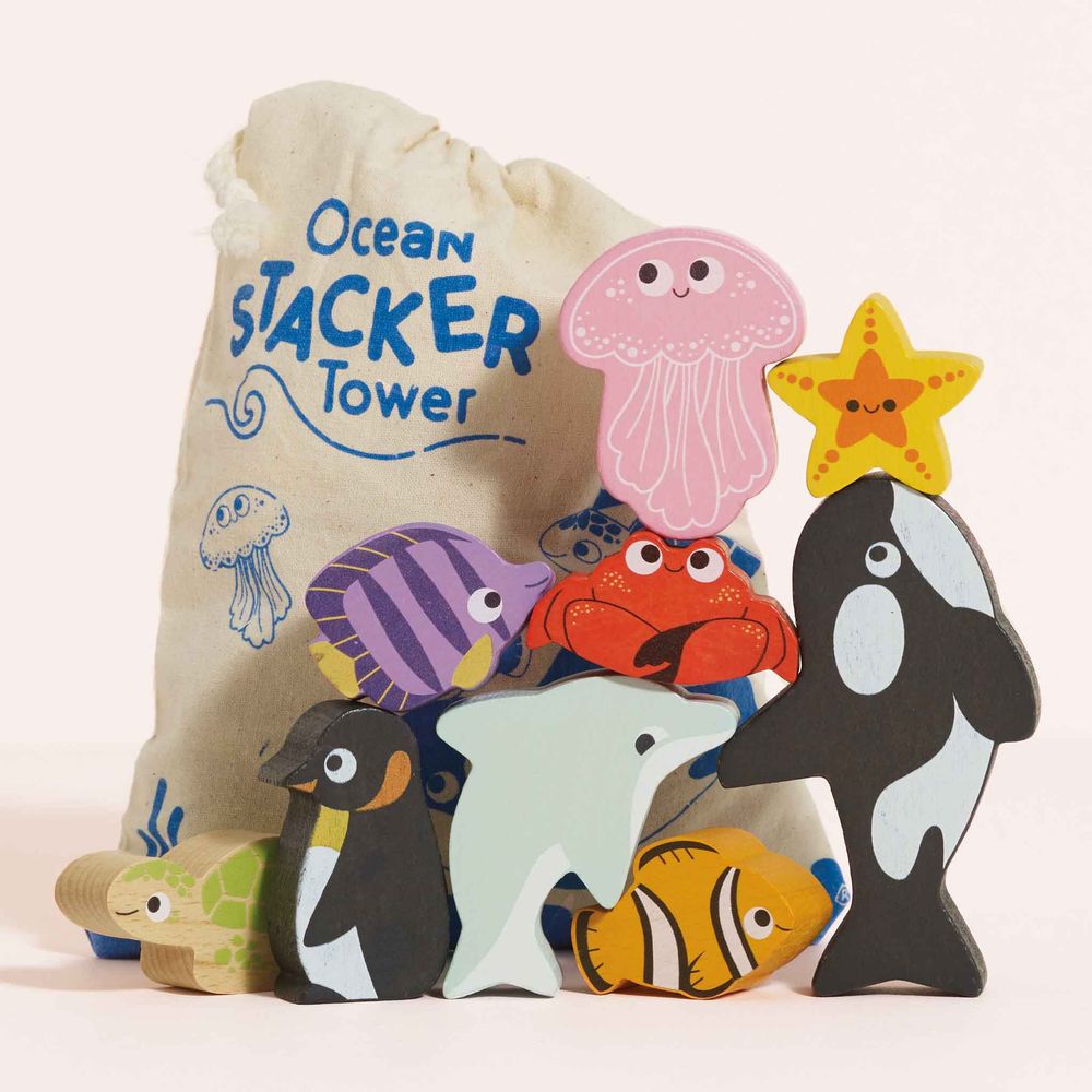 Le Toy Van - Ocean Life Stacking Animals & Bag - Infants