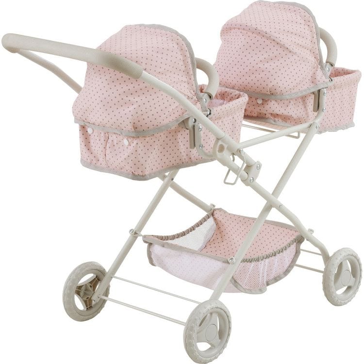 Teamson Kids - Olivia's Little World Polka Dot Princess Baby Doll Twin Bassinet Stroller - Dolls