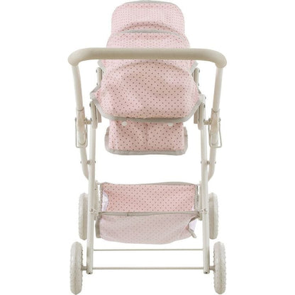Teamson Kids - Olivia's Little World Polka Dot Princess Baby Doll Twin Bassinet Stroller - Dolls