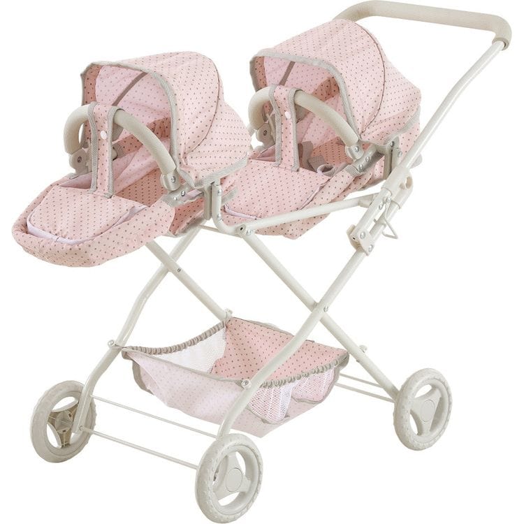 Teamson Kids - Olivia's Little World Polka Dot Princess Baby Doll Twin Bassinet Stroller - Dolls
