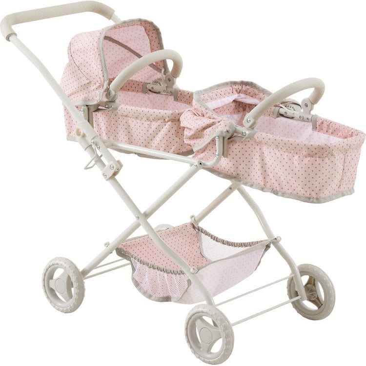 Teamson Kids - Olivia's Little World Polka Dot Princess Baby Doll Twin Bassinet Stroller - Dolls