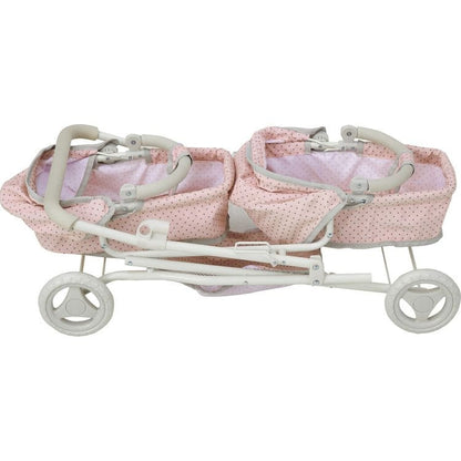 Teamson Kids - Olivia's Little World Polka Dot Princess Baby Doll Twin Bassinet Stroller - Dolls