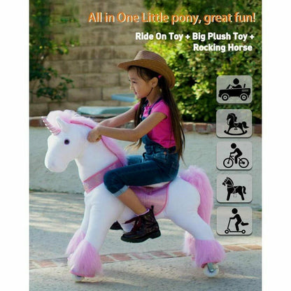 PonyCycle, Inc. - Pink Model U Ride-On Unicorn - 4-7 Years - Plush