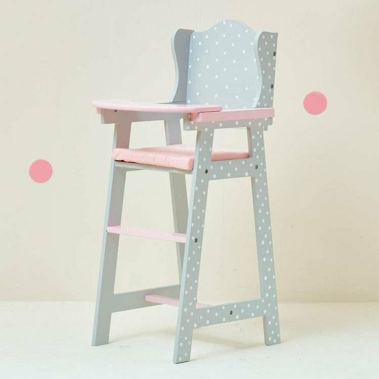 Teamson Kids - Polka Dots Princess Baby Doll High Chair - Grey - Dolls