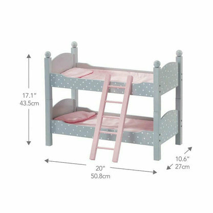Teamson Kids - Polka Dots Princess Double Bunk Bed for 18" Dolls - Gray - Dolls
