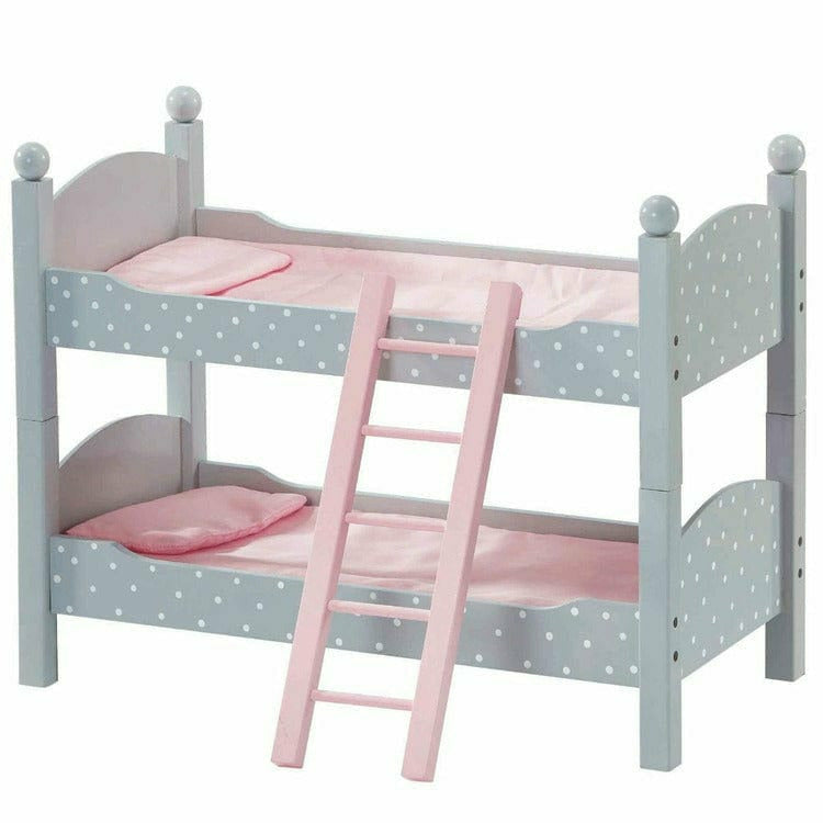Teamson Kids - Polka Dots Princess Double Bunk Bed for 18" Dolls - Gray - Dolls