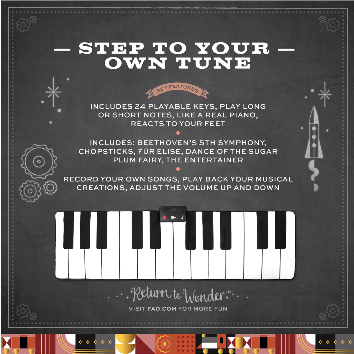 FAO Schwarz - Premium Piano Dance Mat - Music
