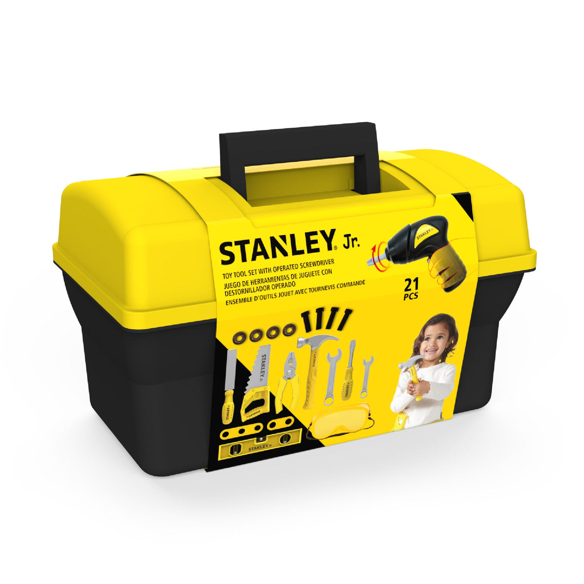 Stanley Jr. - Pretend Play Toolbox Set- 21 Pieces - Preschool