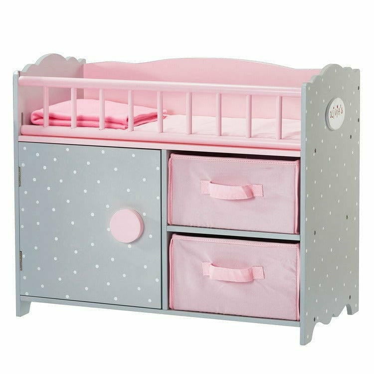 Teamson Kids - Princess Baby Doll Crib with Cabinet and Cubby - Dolls