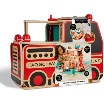FAO Schwarz - Rescue Responders Wooden Fire Station Playset - Preschool