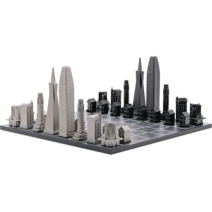 Skyline Chess - San Francisco Edition Stainless Steel Chess Set with Wood Map Board - Games