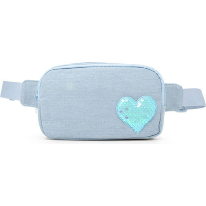Zomi Gem - Sequin Heart Belt Bag for Kids - Blue (Denim) - Trend Accessories