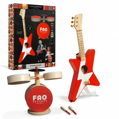 FAO Schwarz - Stage Stars Wooden Guitar and Drum Set - Preschool