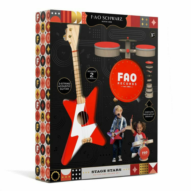 FAO Schwarz - Stage Stars Wooden Guitar and Drum Set - Preschool