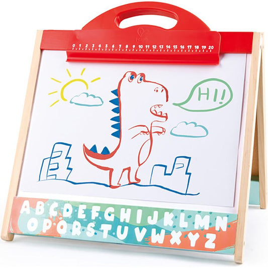 Hape - Store & Go Easel Folding Double-Sided Tabletop Blackboard & Whiteboard - Creativity