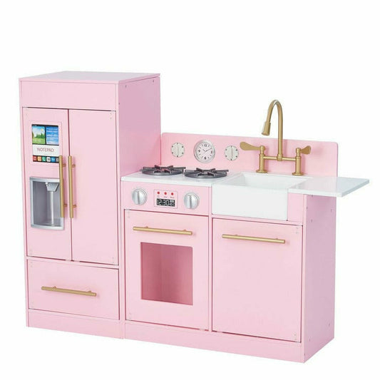 Teamson Kids - Teamson Kids Little Chef Charlotte 2-Piece Modular Wooden Play Kitchen, Pink - Preschool