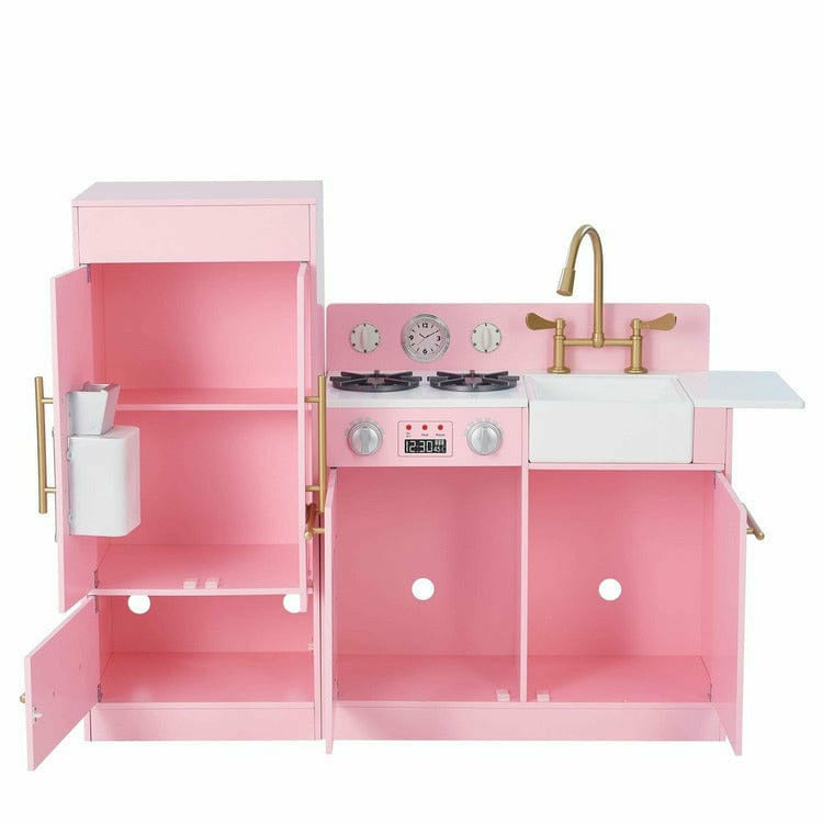 Teamson Kids - Teamson Kids Little Chef Charlotte 2-Piece Modular Wooden Play Kitchen, Pink - Preschool
