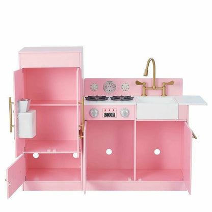 Teamson Kids - Teamson Kids Little Chef Charlotte 2-Piece Modular Wooden Play Kitchen, Pink - Preschool