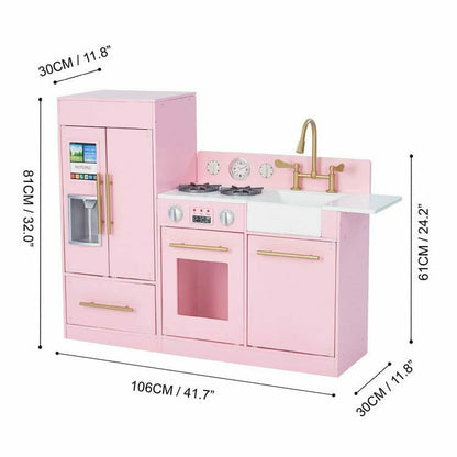 Teamson Kids - Teamson Kids Little Chef Charlotte 2-Piece Modular Wooden Play Kitchen, Pink - Preschool