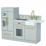Teamson Kids - Teamson Kids Little Chef Charlotte Modern Modular Wooden Play Kitchen, Grey/Gold - Preschool