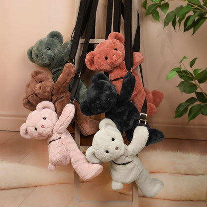 DouDou - Teddy Bear Plush Backpack - Rose - Plush