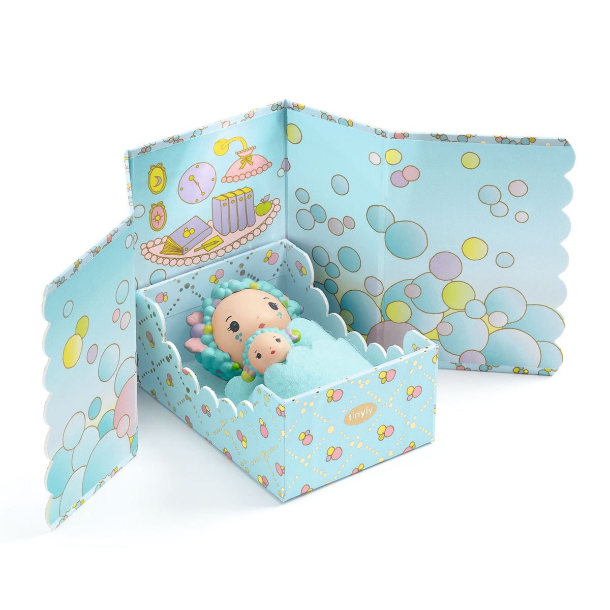 Djeco - Tinyly Blue Tinyroom with Figurines - Collectibles