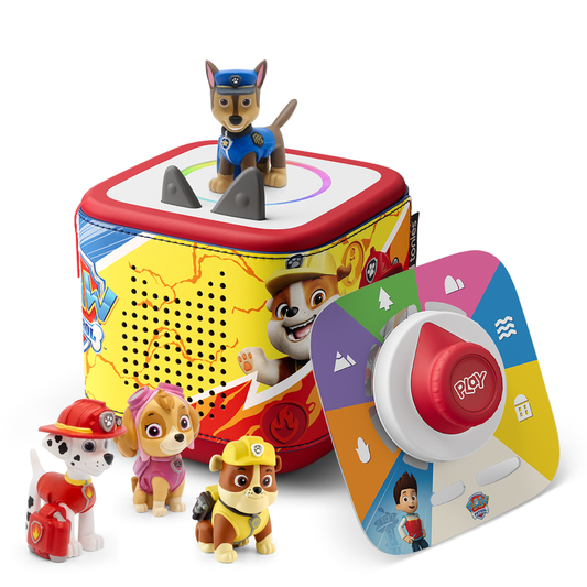 Tonies - Tonies PAW Patrol Toniebox 2 Bundle with Tonieplay Game, Sleeve and 4 Tonies - Sunset Red - Electronics