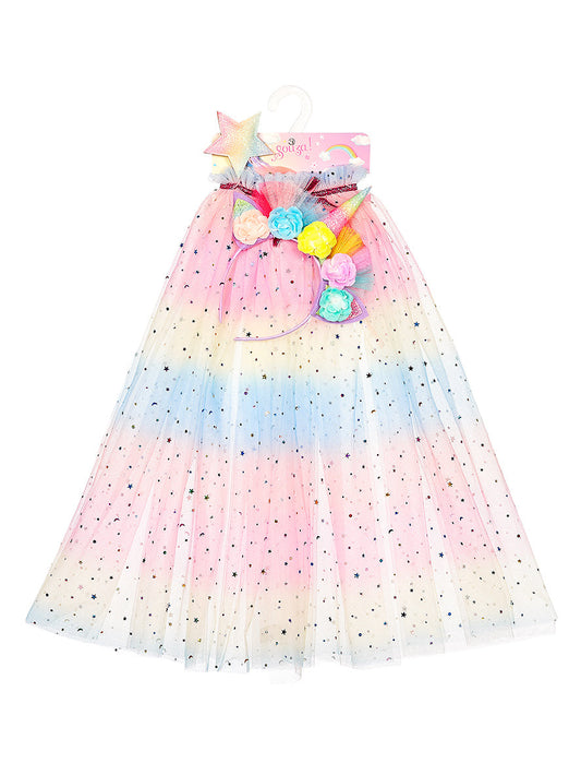 Souza - Unicorn Costume Cape Set with Headband & Wand - 5-7 Years - Dress up