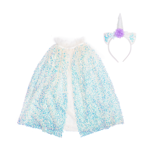 Great Pretenders - Unicorn Sparkle Cape and Headband - Size 4-6 Years - Dress up