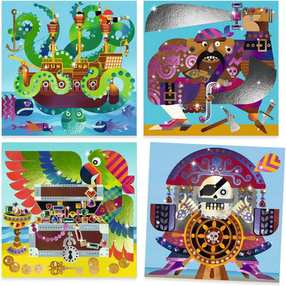 Djeco - Up and at 'Em! Foil & Jewel Mosaic Craft Kit - Creativity