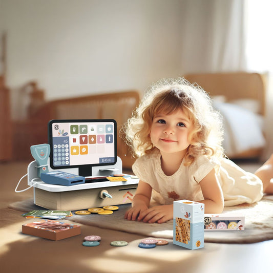 Speedy Monkey - Wood Cash Register & Accessories - Preschool
