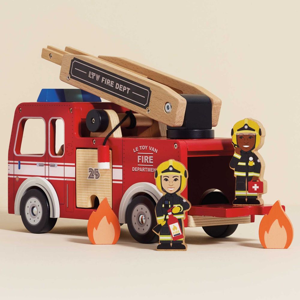 Le Toy Van - Wood Fire Engine with Firefighters - Preschool