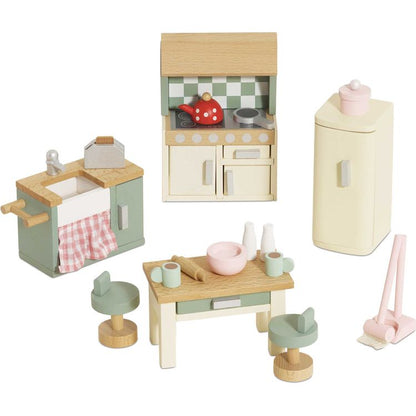 Le Toy Van - Wooden Dollhouse 20 Piece Kitchen Furniture Set - Dolls
