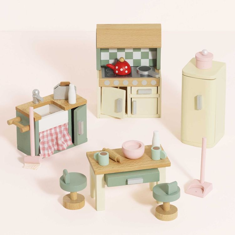 Le Toy Van - Wooden Dollhouse 20 Piece Kitchen Furniture Set - Dolls