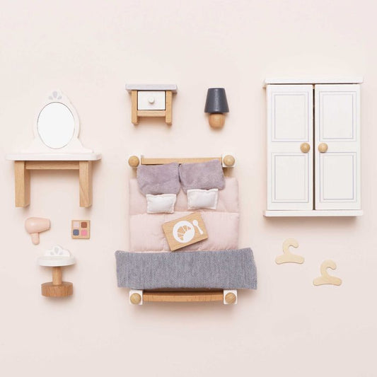 Le Toy Van - Wooden Dollhouse Bedroom Furniture Set - 19 Pieces - Dolls
