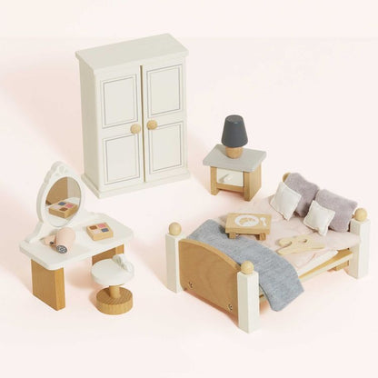 Le Toy Van - Wooden Dollhouse Bedroom Furniture Set - 19 Pieces - Dolls