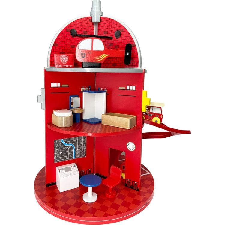 Teamson Kids - Wooden Fire Station Playset - Preschool