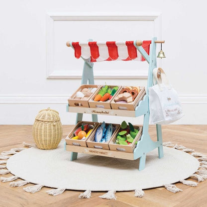 Le Toy Van - Wooden Market Stall & Fruit Play Food Crate - Preschool