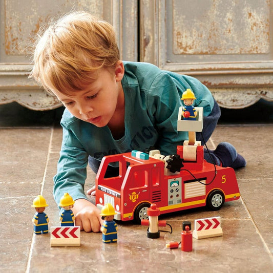 Tender Leaf Toys - Wooden Toy Fire Engine Truck - Preschool